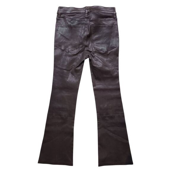 Frame Le Crop Mini Boot 23 Genuine Lamb Leather Mid Rise Pants Dark Brown - Picture 8 of 15
